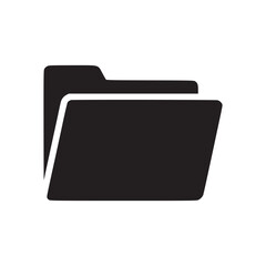 A simple black and white illustration of a folder icon on a plain white background surface view