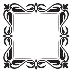 Elegant black ornamental square frame with floral elements