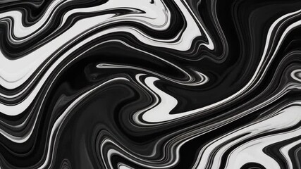 Dramatic abstract background with swirling black and white paints creating a mesmerizing marble effect, flowing, dynamic movement.
