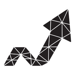 Geometric black arrow pointing upwards, symbolizing growth, progress, and success