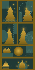 Modern Geometric Christmas Tree Illustration Pack