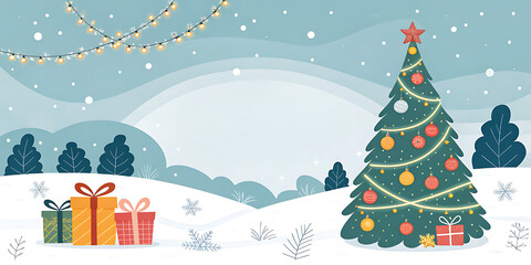 Minimalist abstract Christmas art with geometric trees ,A modern festive holiday design golden snowflakes, warm to beautiful gradient background.