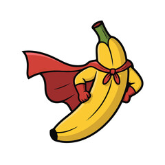 Superhero banana wearing a red cape and mask