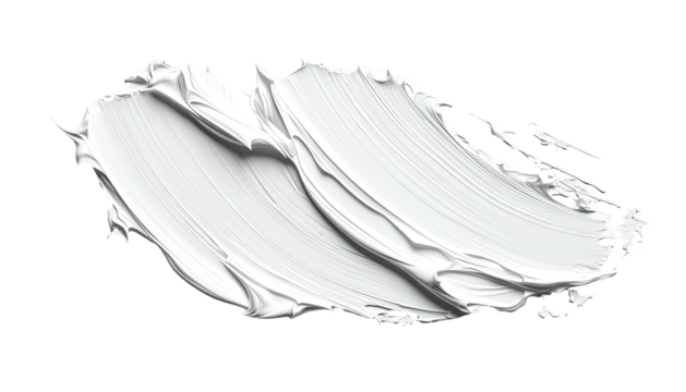 Isolated close-up of thick white paint strokes against a stark black background - Powered by Adobe