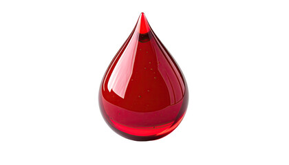 Obraz premium A translucent, ruby-red droplet against a stark black background. It appears fluid and polished