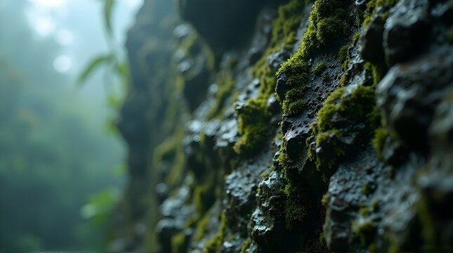 Enchanting moss covered rocks create a mystical forest ambiance ideal for fantasy projects and nature documentaries, evoking a sense of adventure and serenity in a lush environment