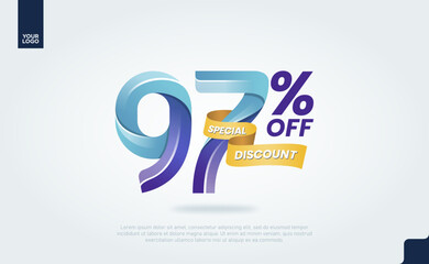 97 Percent Discount Icon Colorful 3D Label