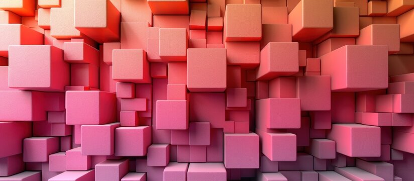 Abstract 3D Blocks in Shades of Pink.