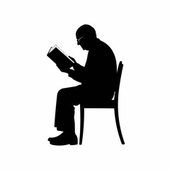 Construction worker reading safety manual vector illustration. Man in hard hat studying a guide book for workplace safet