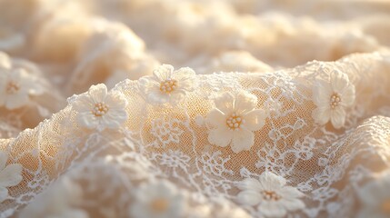 Floral fabric with lace detail, and ivory color.