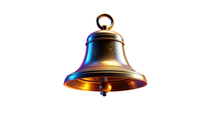 A polished, golden bell with a rounded silhouette, set against a black background