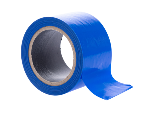 Roll of blue tape isolated on transparent background
