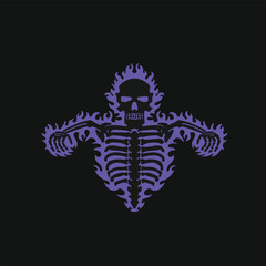 cool skeleton on fire for design clothing brand