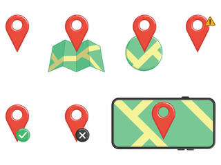 Map Location Pin Navigational Directions Set