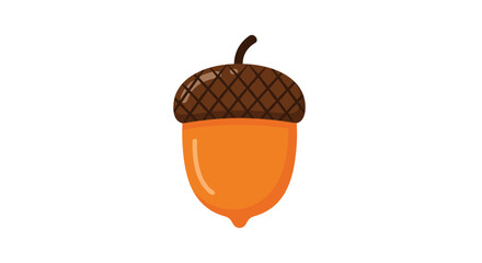 Simple and cute cartoon acorn with a textured brown cap and a smooth orange body representing autumn and nature's harvest.