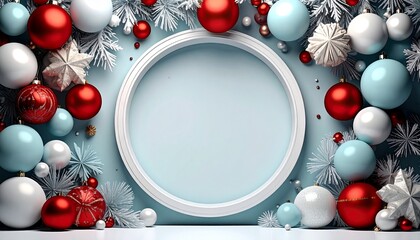 3D circle to celebrate beautiful merry christmas and happy new year frame background. style