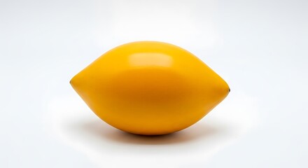 Vibrant Yellow Fruit or Abstract Object on White.