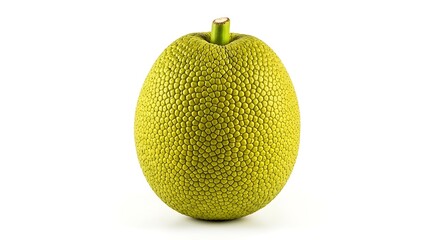 Whole Fresh Green Jackfruit on White Background.