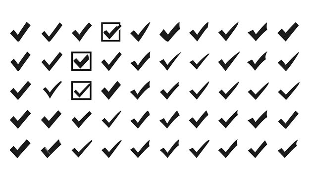Checkmark pattern with some checkmarks inside squares for emphasis. - Powered by Adobe