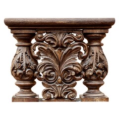 Ornate antique stone balustrade with intricate carvings and decorative scrollwork