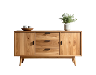 Oak wood sideboard isolated on transparent background