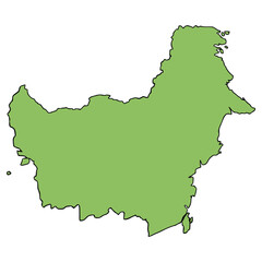 Kalimantan island map illustration hand drawn isolated vector