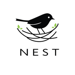 Nest bird nature icon logo