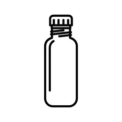 Empty bottle with screw cap, simple outline icon for liquid packaging