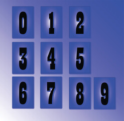 Number blue gradient bullet zero to nine vector
