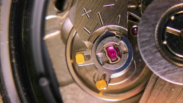 Detailed Automatic Watch Movement Macro with Regulator and Jewel