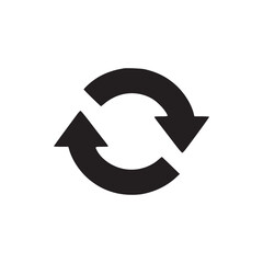 A simple black and white image featuring a circular arrow icon on a plain white background space area