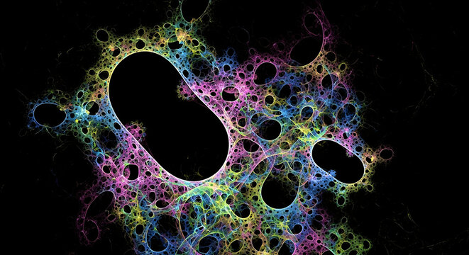 Colorful fractal network pattern with intricate cellular structure