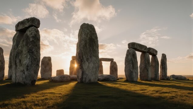 Stonehenge at Sunset - Ancient Monument in Wiltshire, England.
