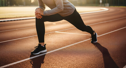 The Athlete's Stretch: Focus on a focused athlete, captured in a moment of athletic preparation, immersed in the precise motions and deliberate preparations, setting the stage for peak performance.