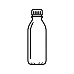 Plastic bottle with screw cap line art icon for beverage or liquid