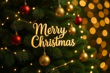 Traditional Christmas Tree Decor with Gold Accents