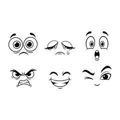 Expressive Emotions A Collection of Cartoon Faces Illustrating Different Feelings and Moods