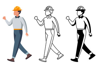 Modern flat vector illustration featuring a construction worker