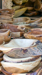 interesting wooden bowls on display