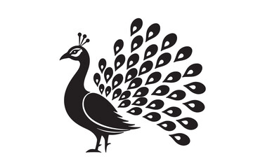 Obraz premium Elegant Peacock Silhouette – Decorative Bird Illustration with Stylized Feathers