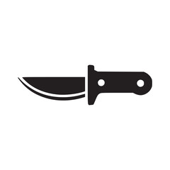A simple black silhouette of a hunting knife with a curved blade on a white background vector image