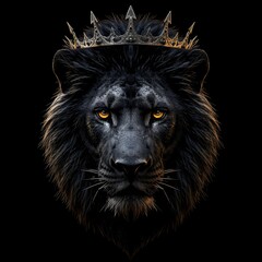 Majestic portrait of a lion's head with a big mane, a wild feline king and apex predator