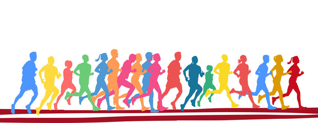 Colorful Runners Silhouette Marathon Illustration 