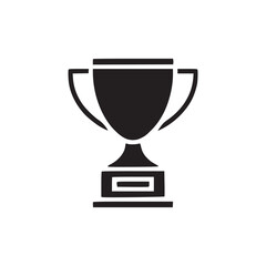 A simple black silhouette of a trophy with a base on a plain white background image design