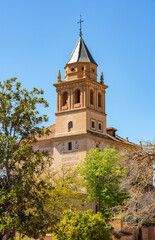 Church of Santa Maria de la Alhambra and gardens of Partal, Granada, Spain