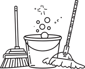 Cleaning thin line icons. Editable stroke.
