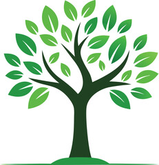 Minimal tree eco logo design isolated on transparent background