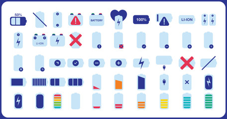 Vector illustration of set of battery charge level indicators
