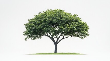 Obraz premium A solitary tree with a lush crown in a bright field symbolises natural harmony, providing a fitting natural backdrop for environmental initiatives and relaxation practices.