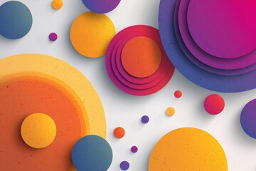 Abstract background showing bright gradient circles with texture and shadows. A modern design creating depth and visual interest